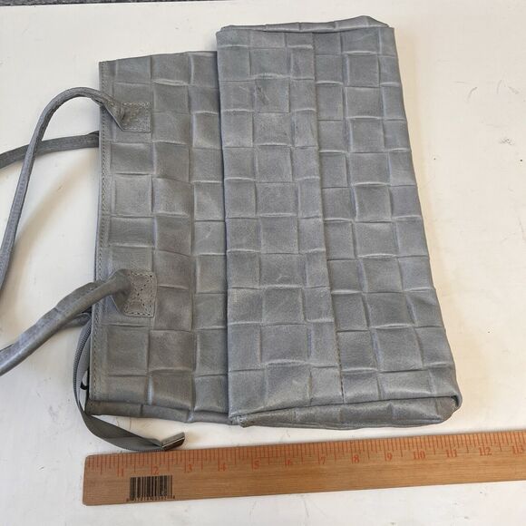 Jijou Capri Leather Hand Bag Tote Bag Gray Hand Italy Made Work Office Everyday - Picture 11 of 11